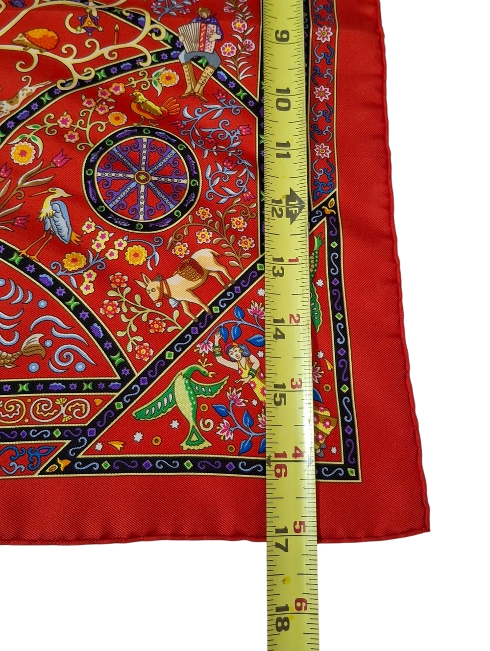 Hermes Peuple du Vent Silk Scarf 45cm Red Multicolor New In Box Mini Carre - Picture 13 of 14